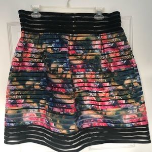 Ribboned sheer effect floral and black skirt